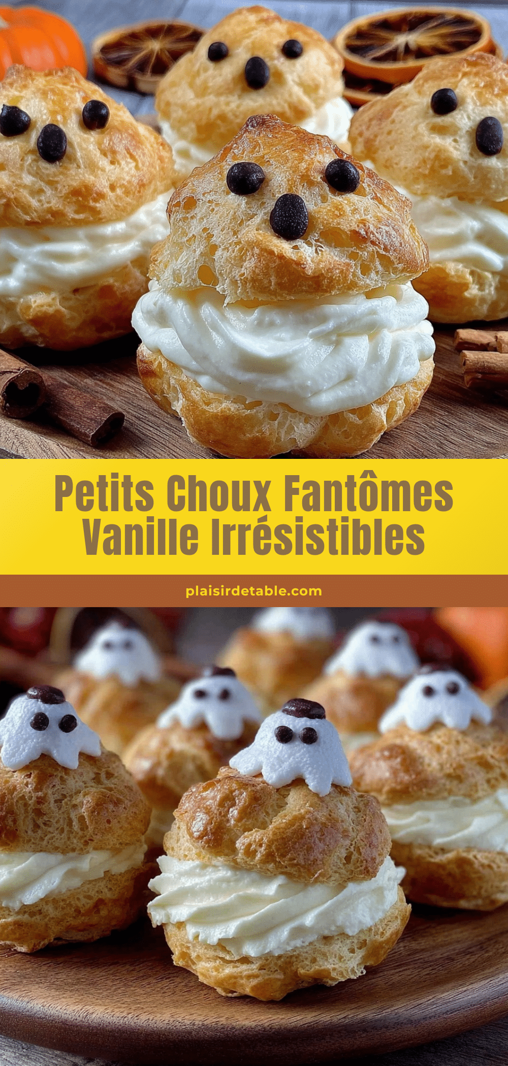 petits choux fantômes à la crème vanille recipe