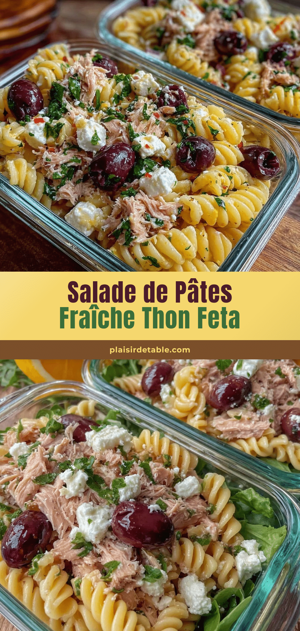 salade de pâtes thon olives feta recipe