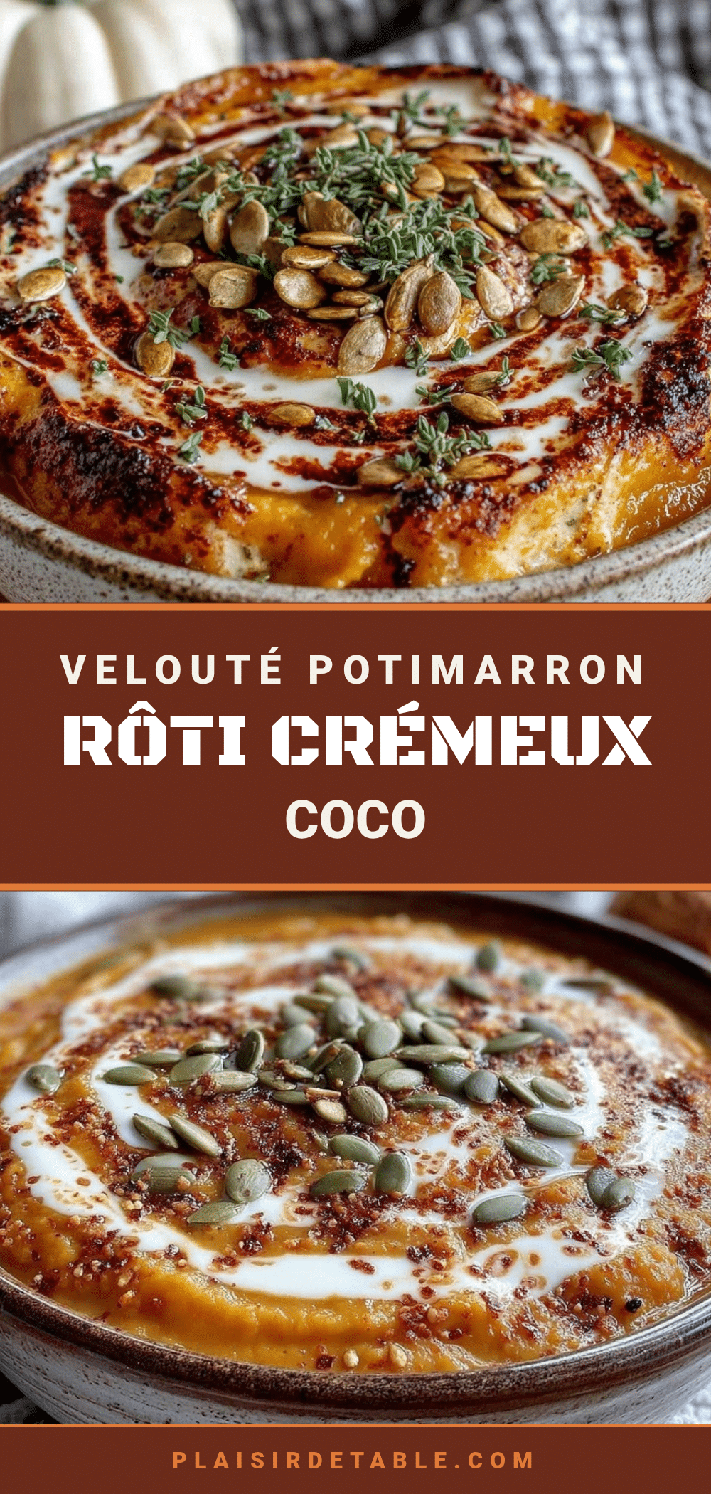 velouté crémeux de potimarron rôti à la crème de coco recipe
