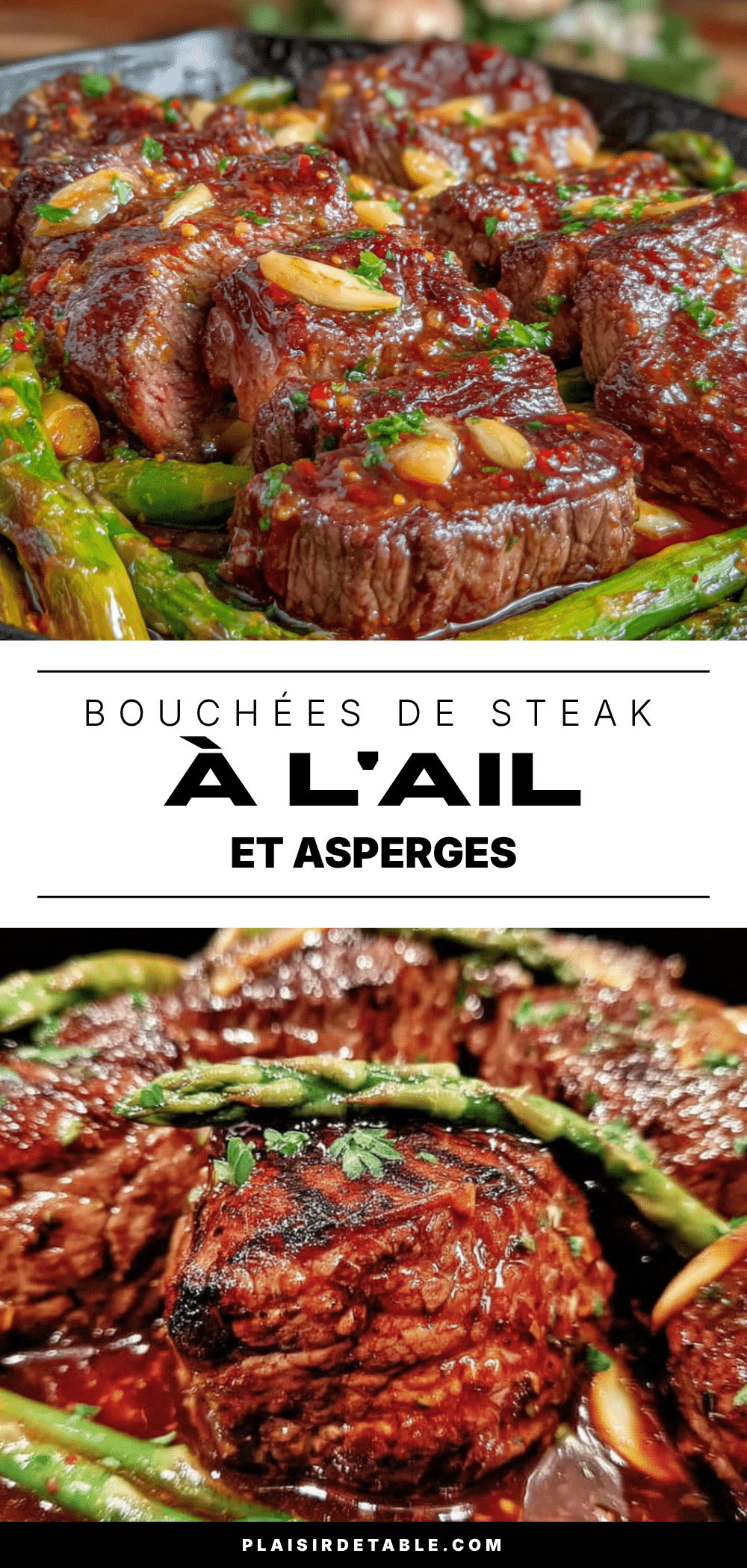 bouchées de steak à lail et asperges recipe