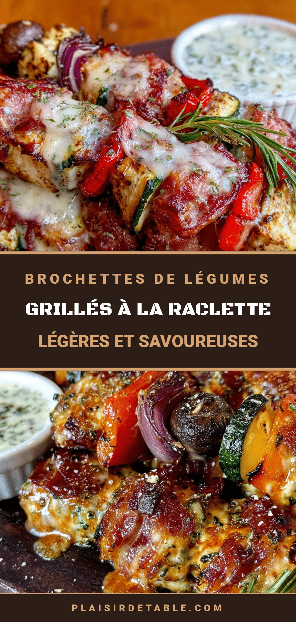 Brochettes de légumes grillés à la raclette recipe