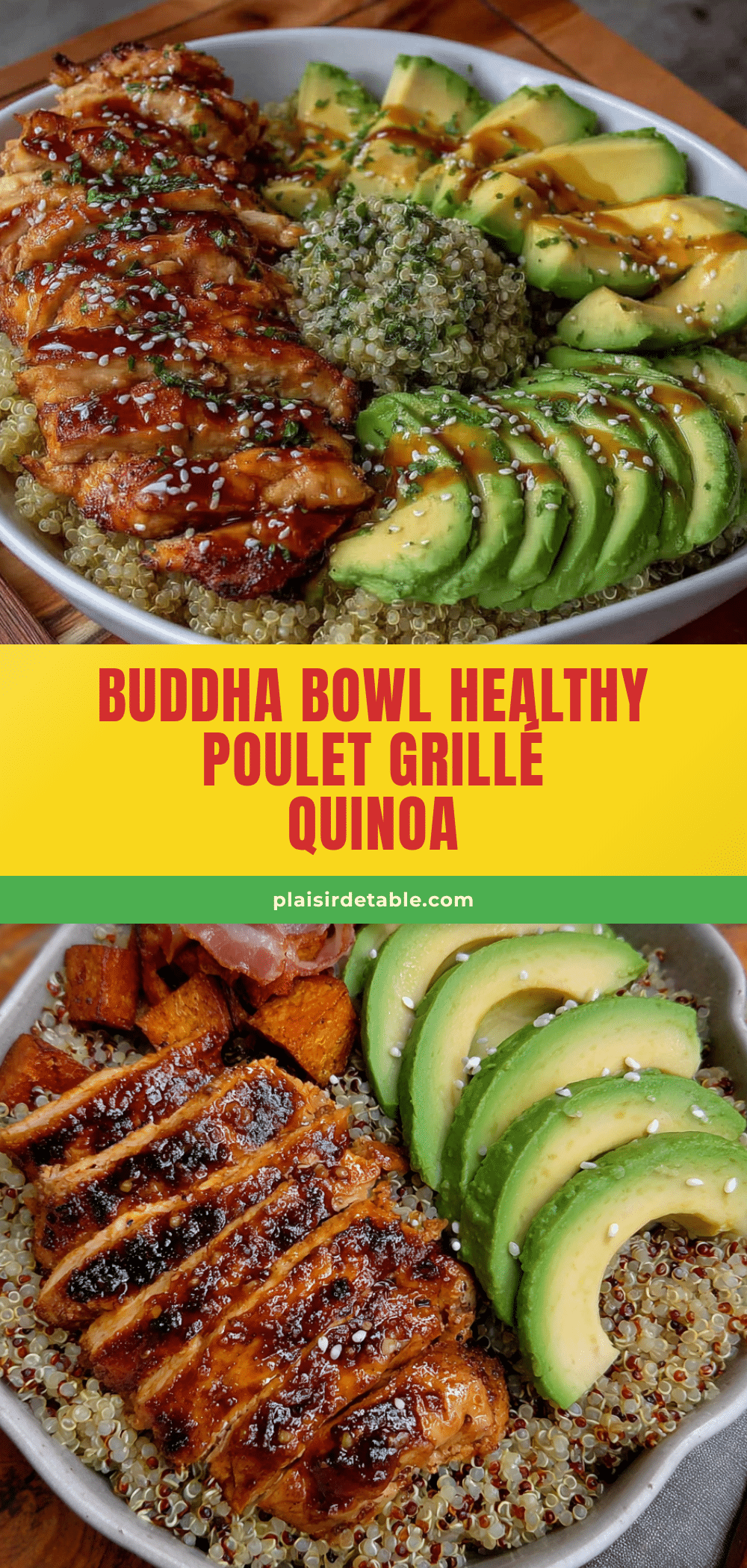 buddha bowl healthy au poulet grillé et quinoa recipe