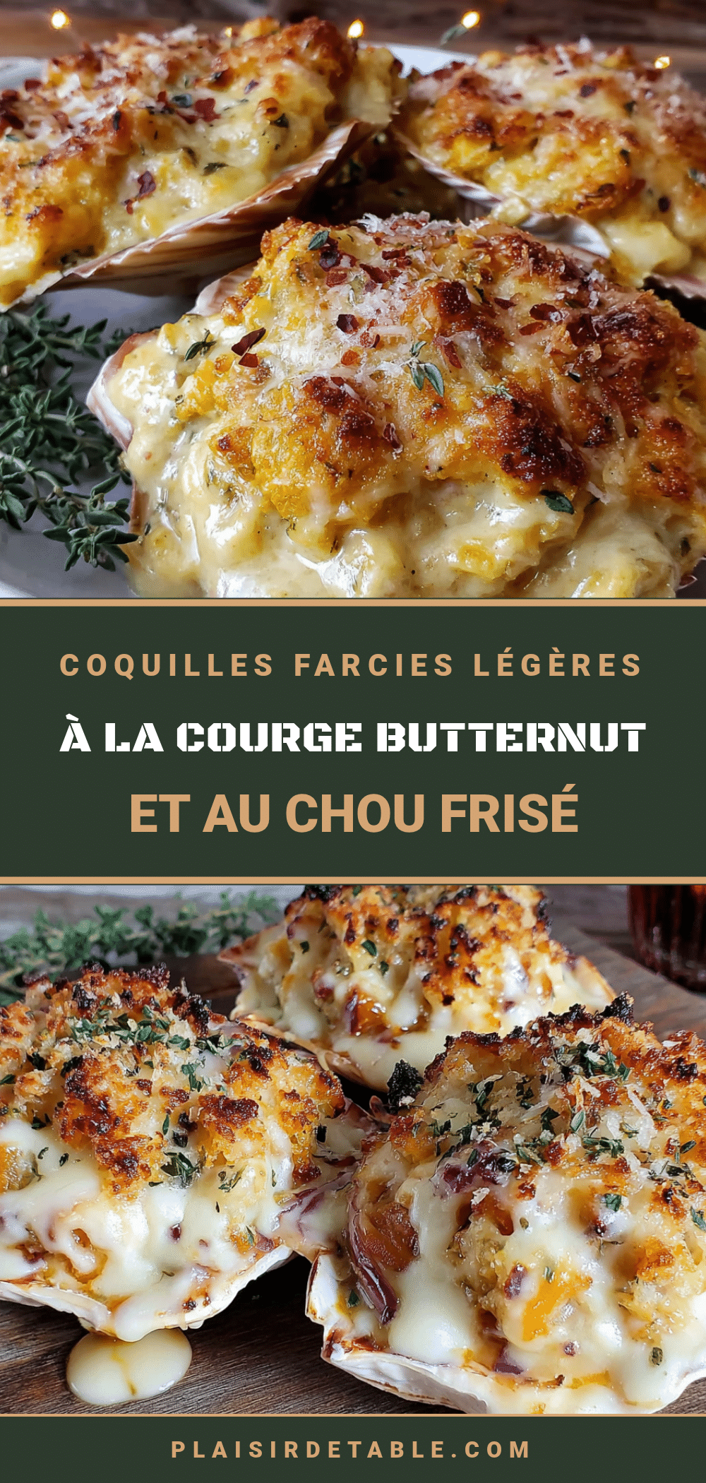 coquilles farcies légères à la courge butternut et au chou frisé recipe