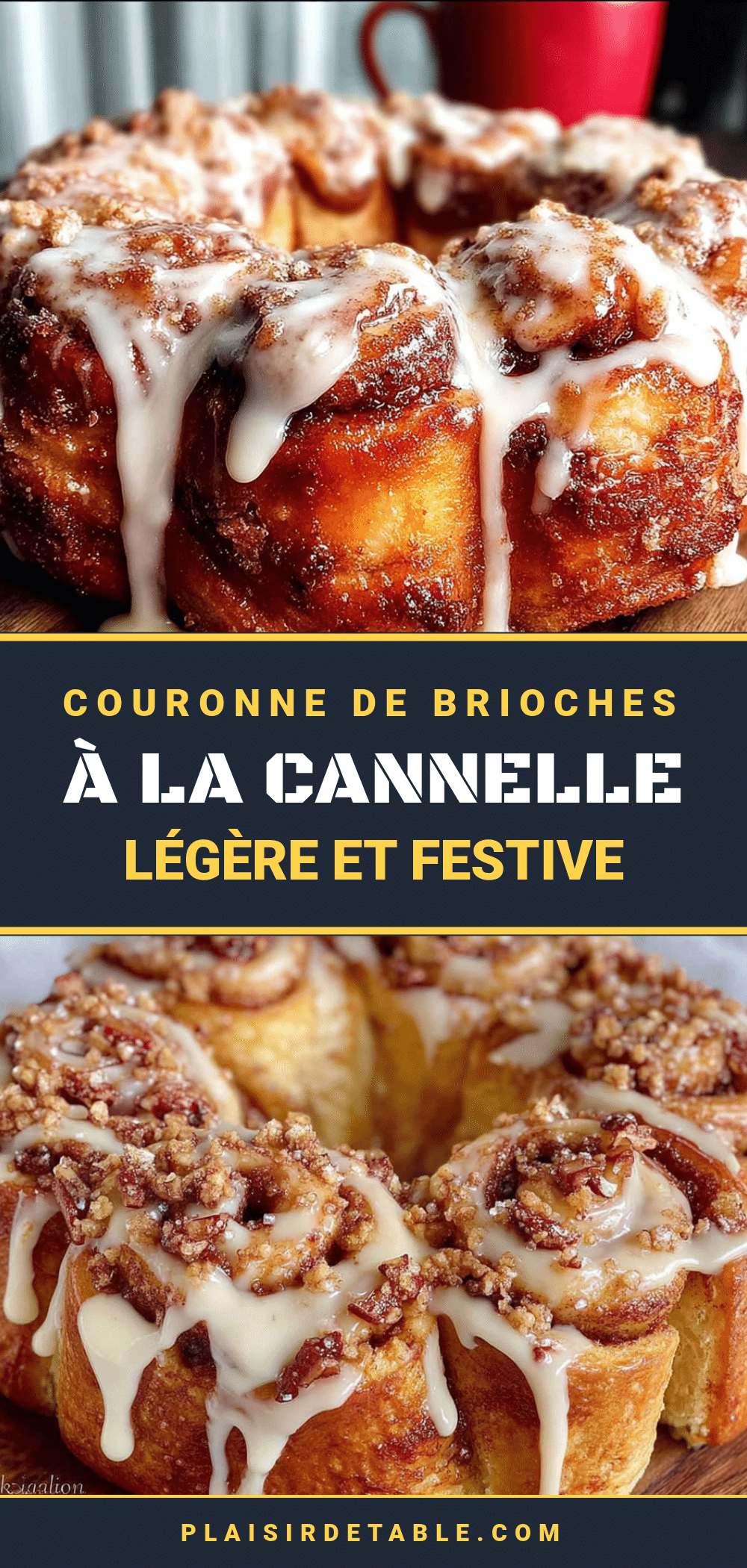 Couronne de brioches à la cannelle légère et festive recipe