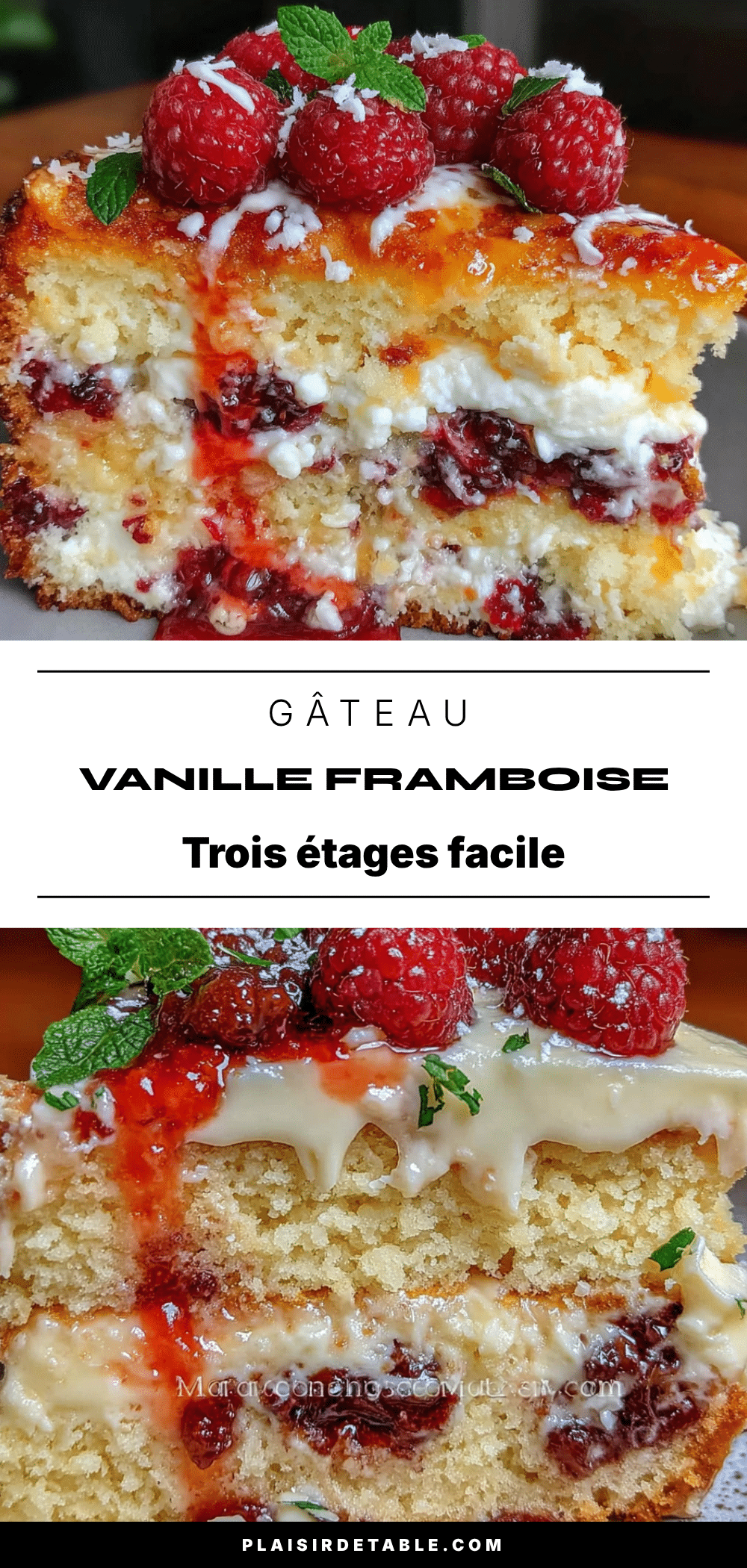 gâteau vanille framboise trois étages facile recipe