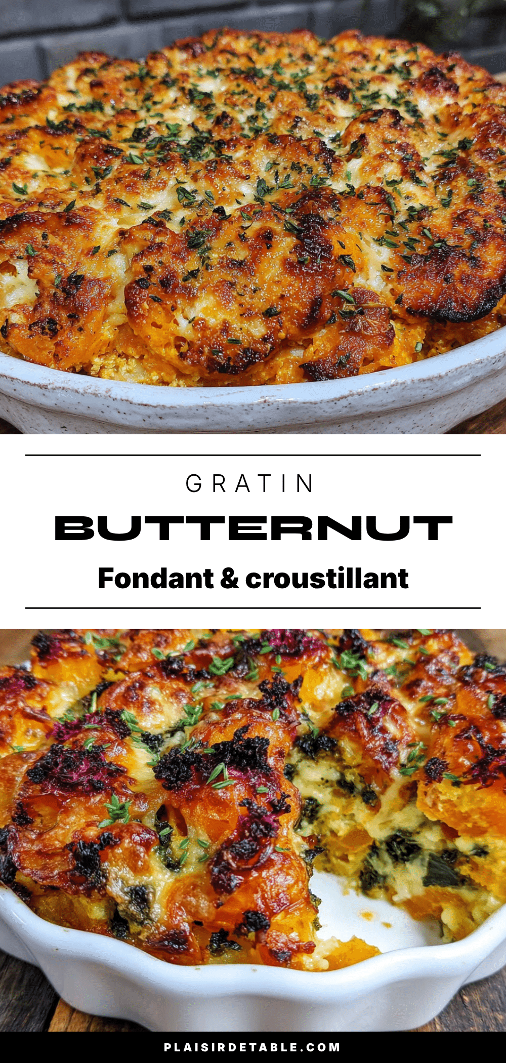 gratin fondant butternut chou frisé recipe