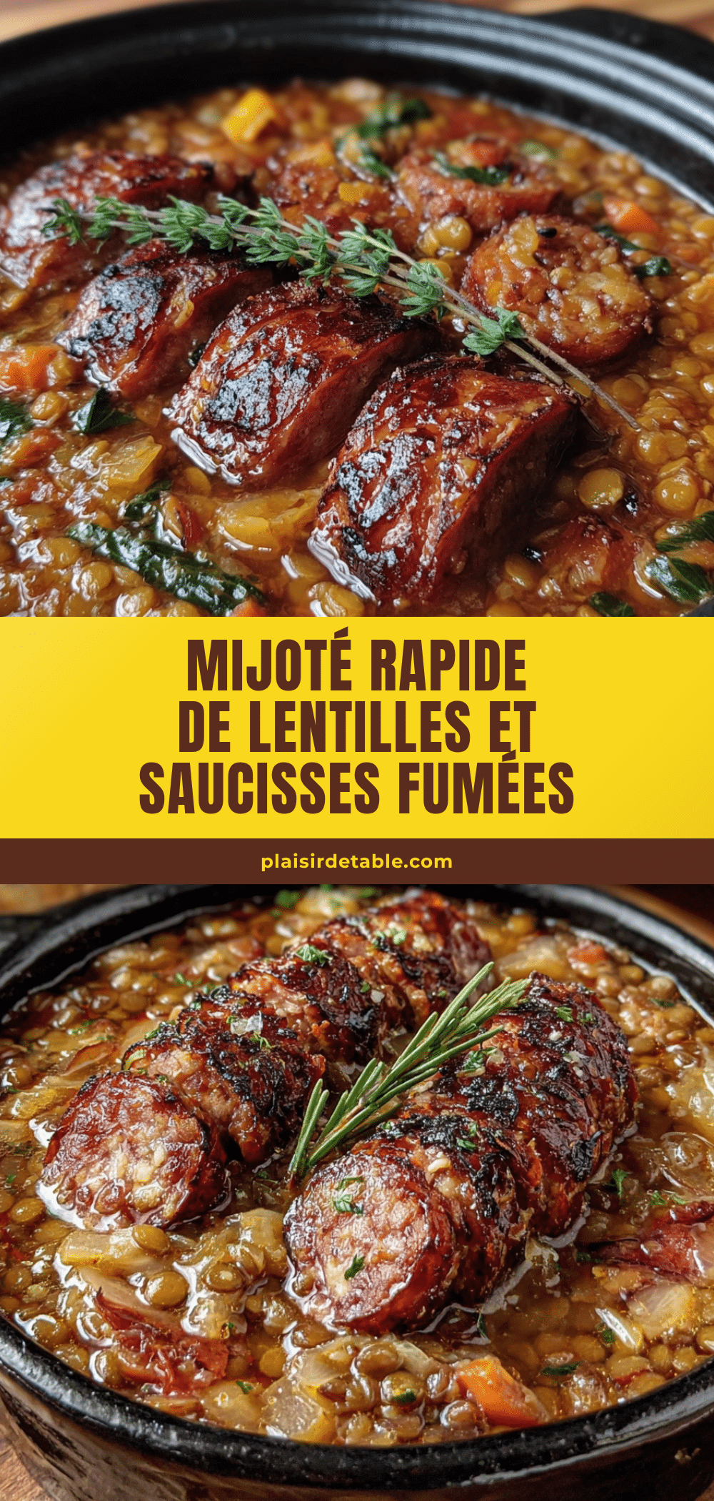 mijoté rapide de lentilles et saucisses fumées recipe