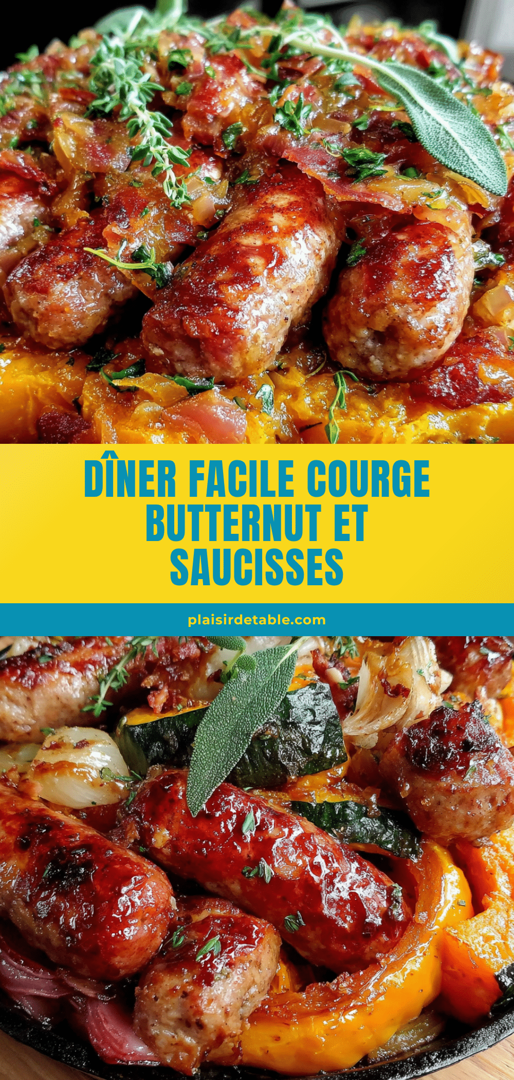 repas facile courge butternut et saucisses à une poêle recipe