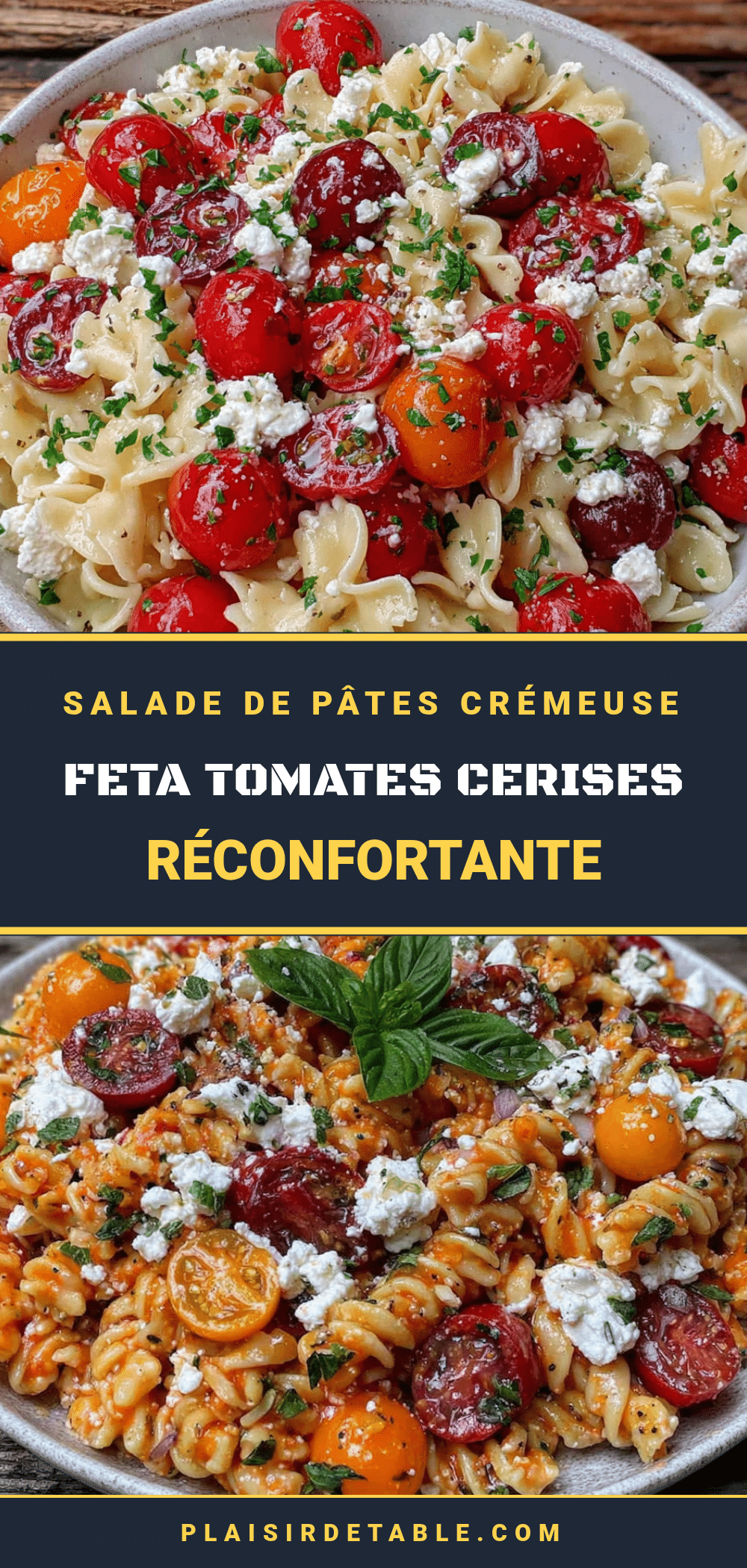 Salade de pâtes crémeuse feta tomates cerises recipe